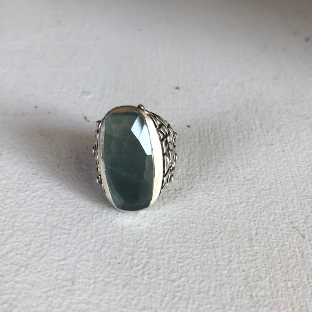 Large silver and gemstone ring